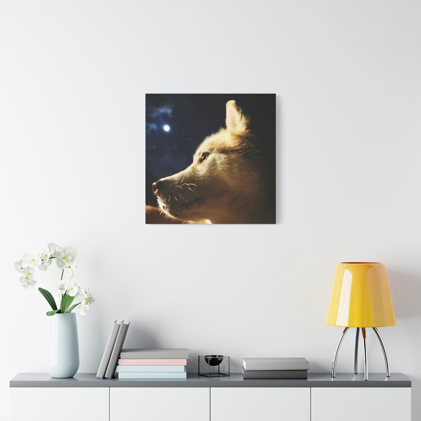 Husky Moonlight Canvas Art