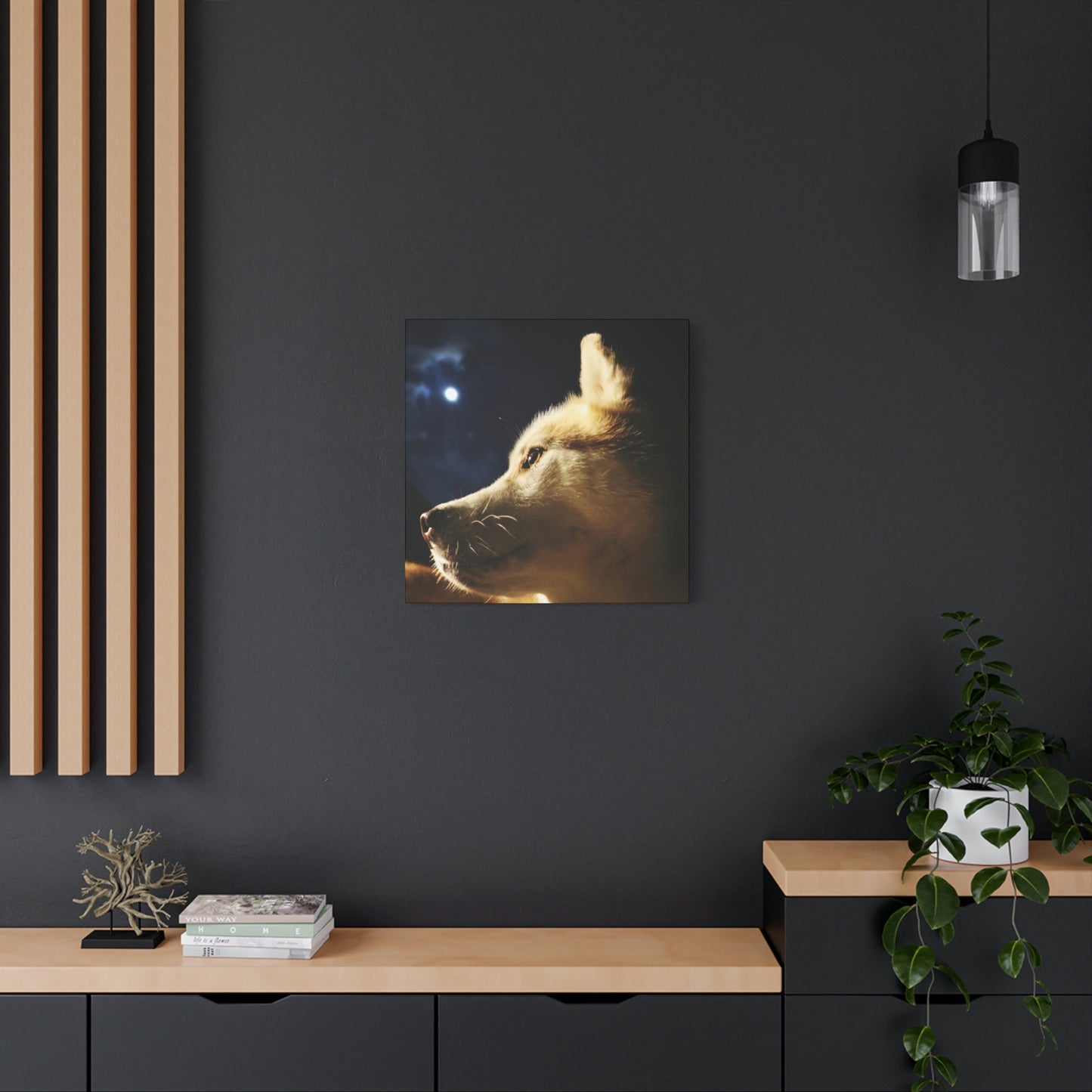 Husky Moonlight Canvas Art